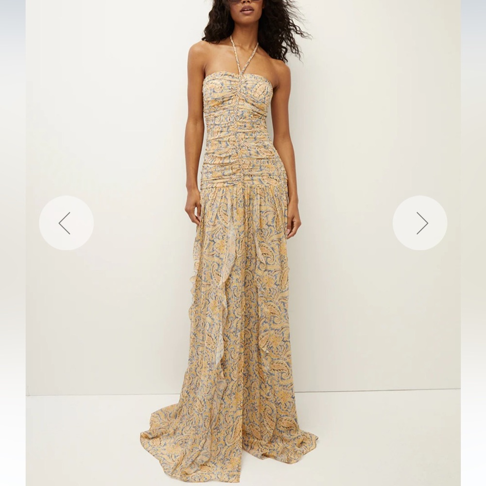 new Veronica Beard silk paisley maxi halter gown